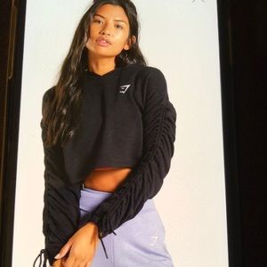 Ruched Cropped Hoodie